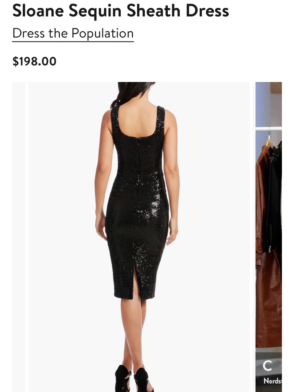 Dress the Population Sloane Sequin sheath Midi Dress, SMALL 0/2/4 *like new* - Picture 3 of 12